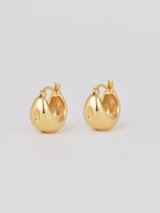 Gold glossy earrings Brass Geometric Minimalist Huggie Earring