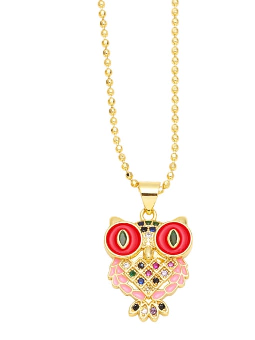 C Brass Cubic Zirconia Owl Vintage Necklace