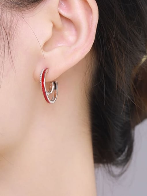 MODN 925 Sterling Silver Enamel Geometric Minimalist Stud Earring 2