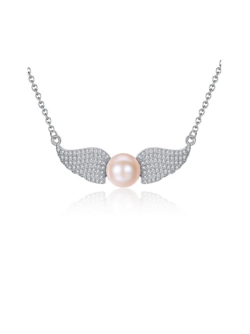 CCUI 925 Sterling Silver Cubic Zirconia delicate Wing Necklace