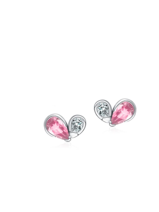 powder stone 925 Sterling Silver Cubic Zirconia Heart Dainty Stud Earring