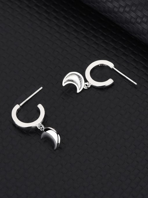 BC-Swarovski Elements 925 Sterling Silver Moon Minimalist Huggie Earring 1