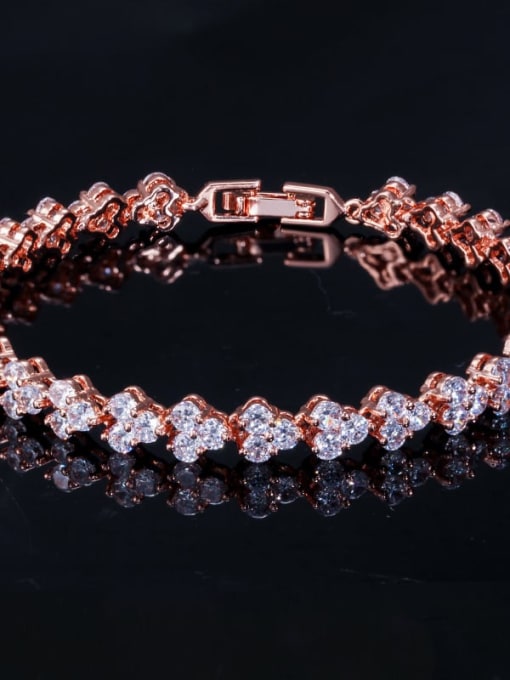 L.WIN Copper Cubic Zirconia Heart Dainty Bracelet 3