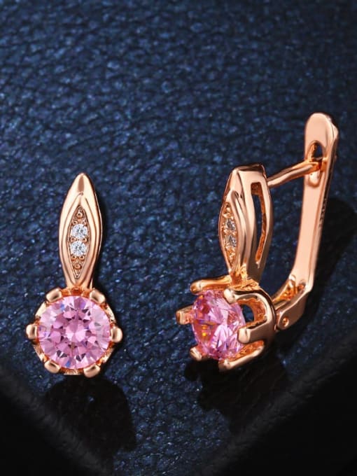 Pink Alloy Glass Stone Geometric Dainty Stud Earring
