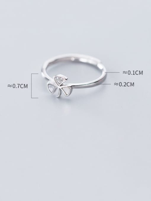 Rosh 925 Sterling Silver Cubic Zirconia White Flower Minimalist Free Size Ring 3