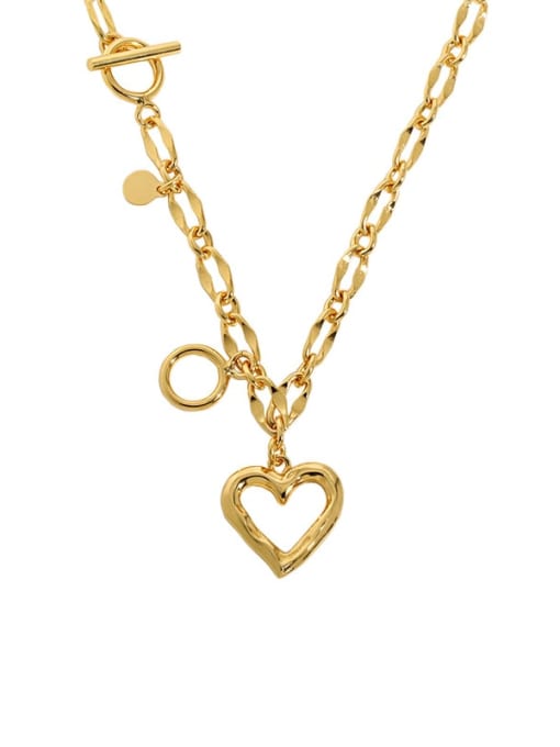 Dark K gold 925 Sterling Silver Heart Vintage Hollow Chain Necklace