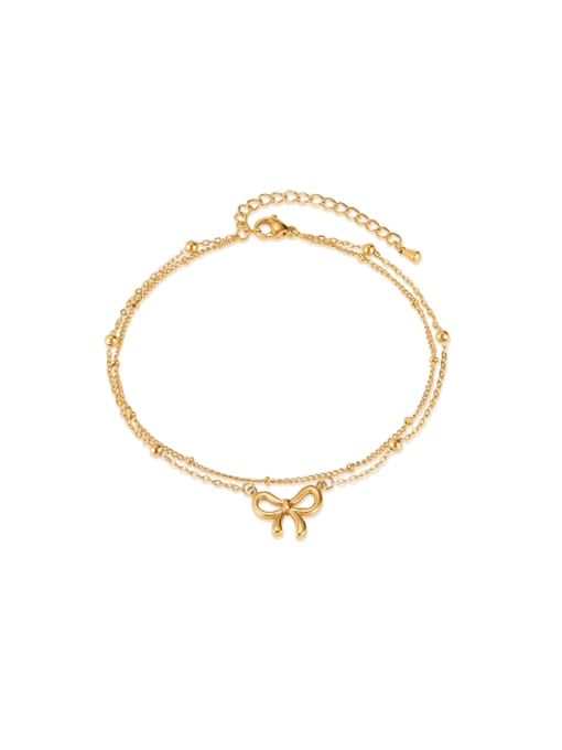 GZ206 Brass Bowknot Minimalist Multi-layer chain Anklet