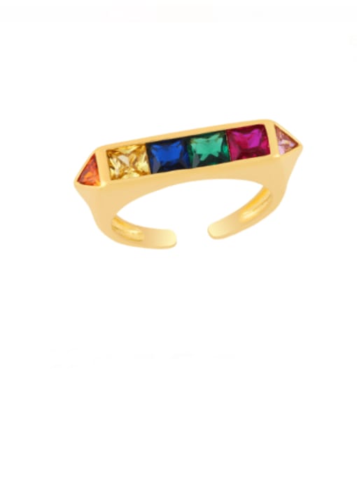colour Brass Cubic Zirconia Geometric Minimalist Band Ring
