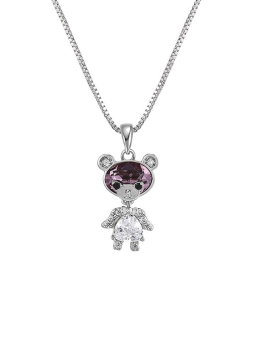 XP Alloy Crystal Bear Cute Necklace 0