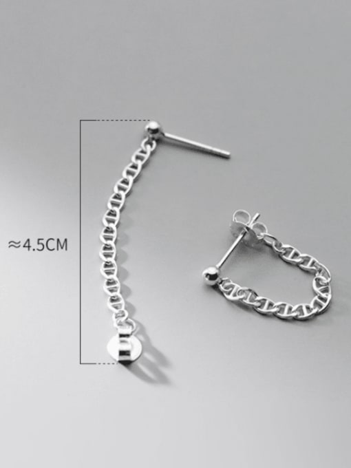 Rosh 925 Sterling Silver Geometric Chain Minimalist Ear Chain Earring 2
