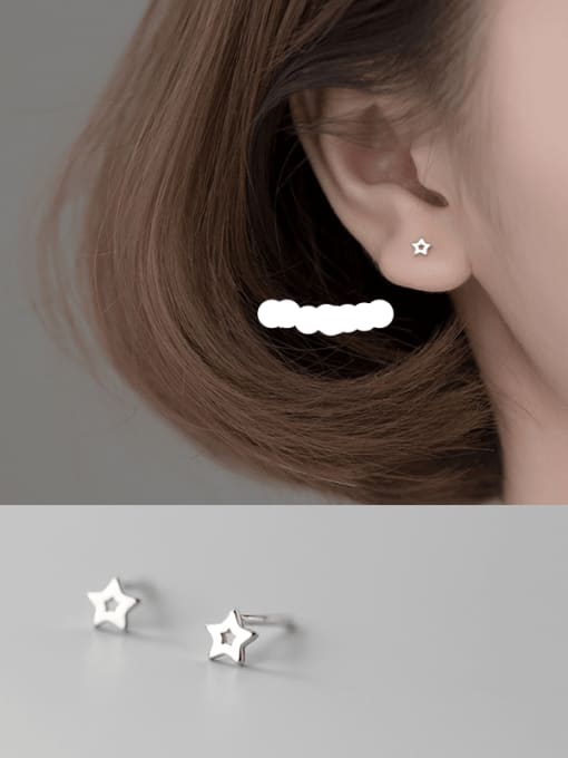 Star Silver 925 Sterling Silver  Hollow Geometric Minimalist Earring