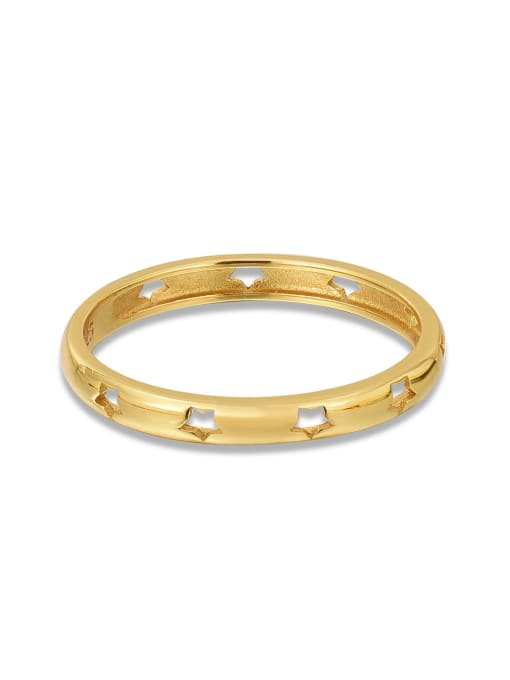 18K gold 925 Sterling Silver Hollow  Pentagram Minimalist Band Ring