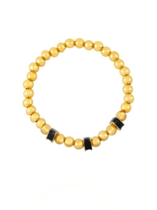 black Brass Bead Enamel Geometric Hip Hop Beaded Bracelet