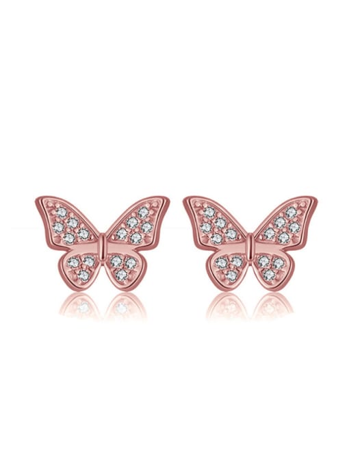 RINNTIN 925 Sterling Silver Cubic Zirconia Butterfly Minimalist Stud Earring 3