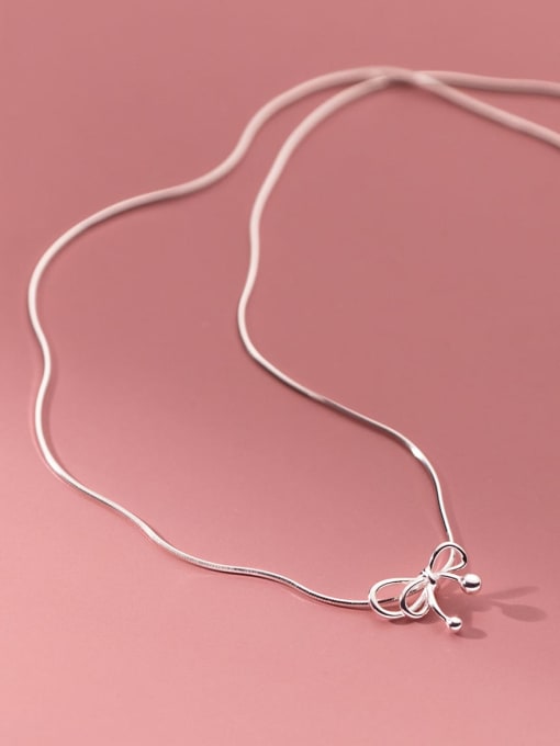 Rosh 925 Sterling Silver Bowknot Minimalist Necklace 2
