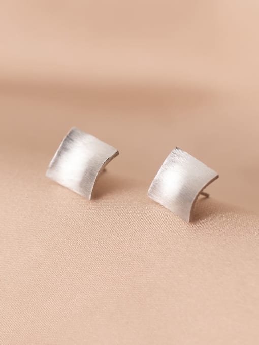 Rosh 925 Sterling Silver Smotth Square Minimalist Stud Earring 2