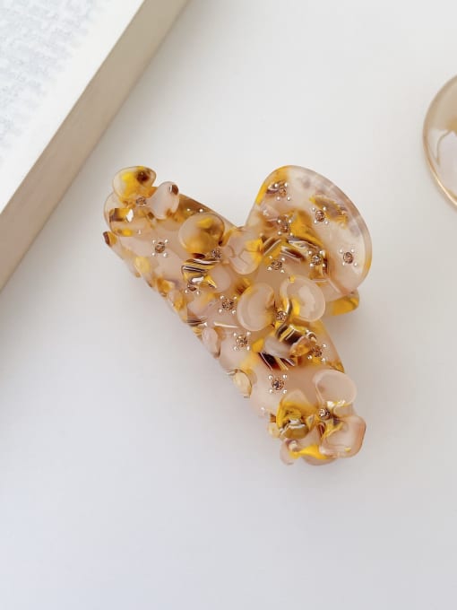 Broken flower yellow 7.5cm Cellulose Acetate Trend Flower Alloy Jaw Hair Claw