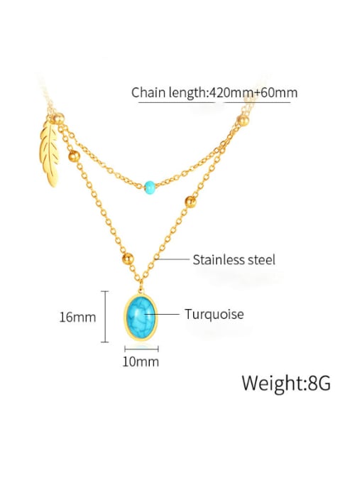 Open Sky Stainless steel Turquoise Feather Hip Hop Multi Strand Necklace 2