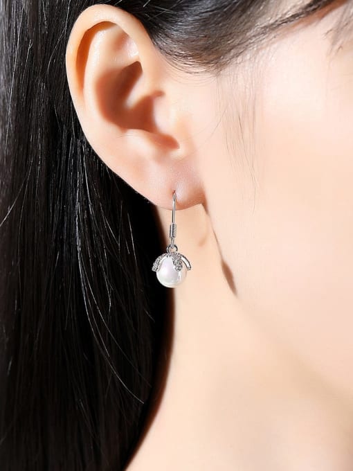 BLING SU Brass Imitation Pearl Geometric Luxury Hook Earring 1
