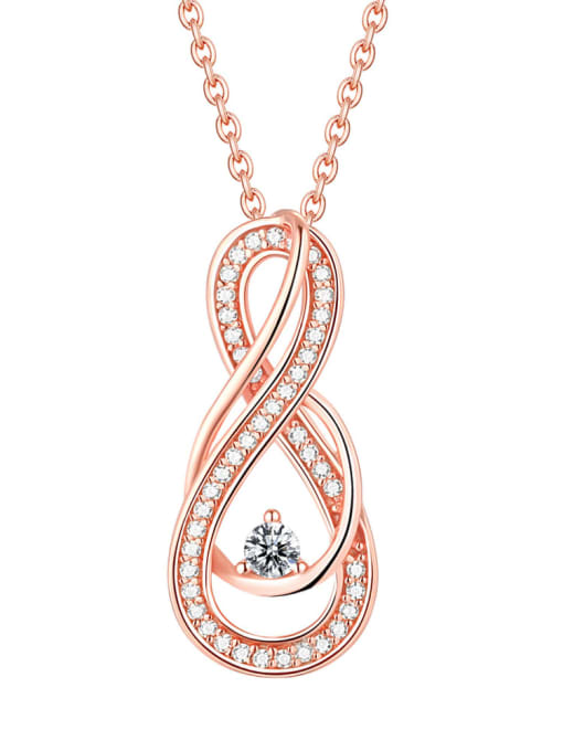rose gold 925 Sterling Silver Cubic Zirconia Geometric Luxury pendant Necklace