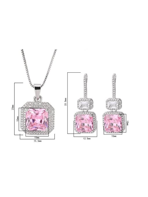 ROSS Brass Cubic Zirconia Luxury Geometric  Earring and Necklace Set 3