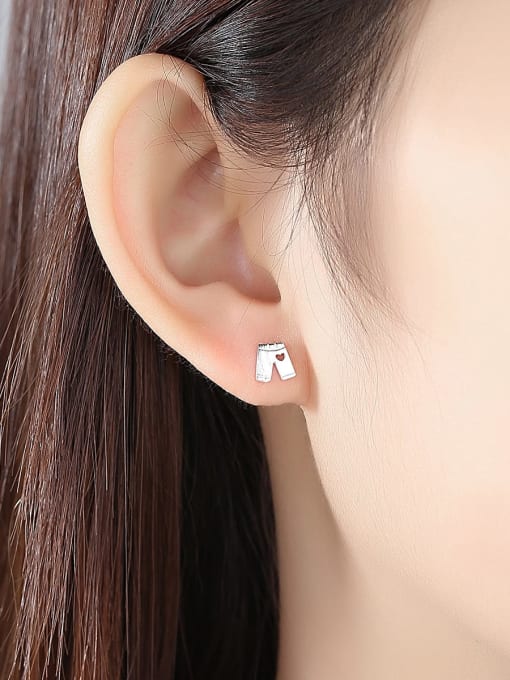CCUI 925 Sterling Silver minimalist fashion creative clothes pants love student Earring 1