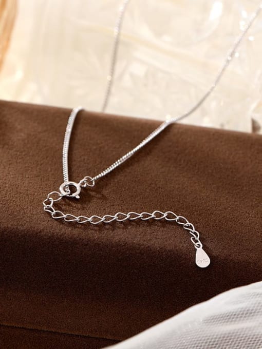 NS1063 【 Platinum 40 +5cm 】 925 Sterling Silver Irregular Minimalist Necklace