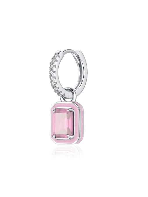 light pink 925 Sterling Silver Cubic Zirconia Geometric Dainty Single Earring