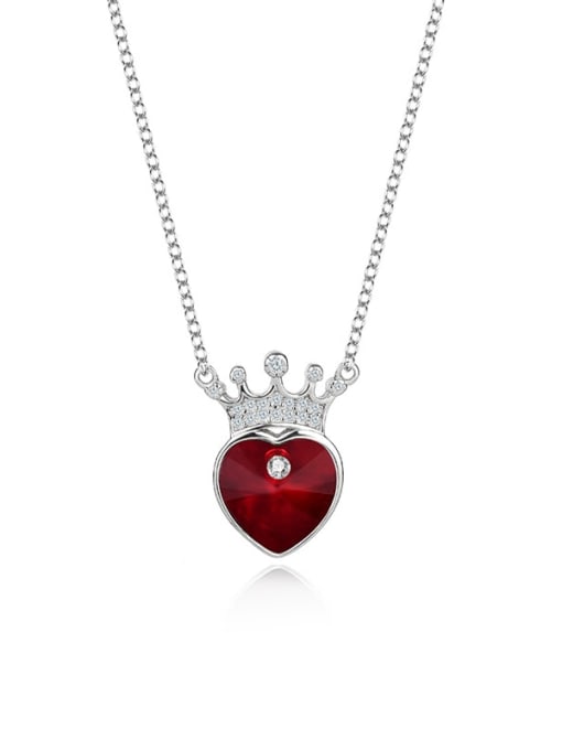 JYXZ 005 (red) 925 Sterling Silver Austrian Crystal Heart Classic Necklace