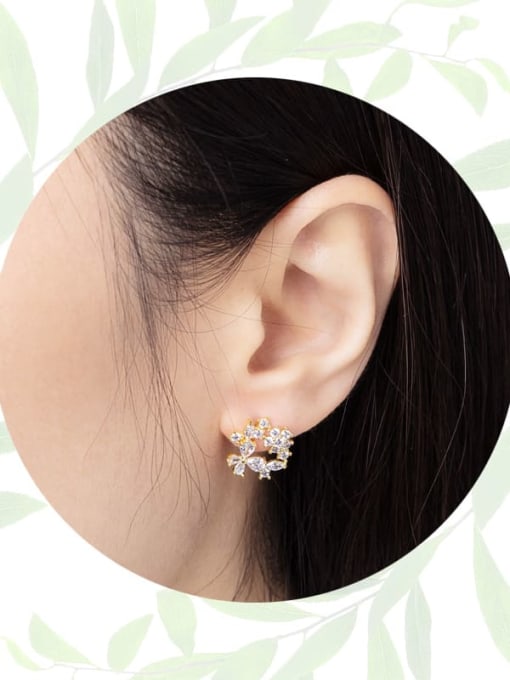XP Alloy Cubic Zirconia Flower Dainty Stud Earring 1