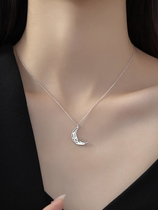 Rosh 925 Sterling Silver Moon Minimalist Necklace 1