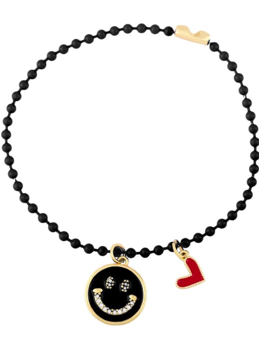 CC Brass Multi Color Enamel Smiley Hip Hop Beaded Bracelet 3