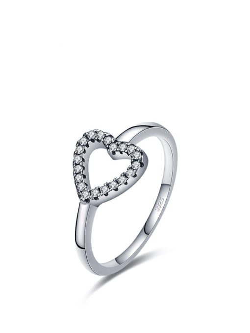 S925 Sterling Silver 925 Sterling SilverHollow  Heart Vintage Band Ring
