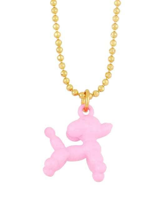 pink Brasel  Cute Cartoon Dog Pendat Necklaces