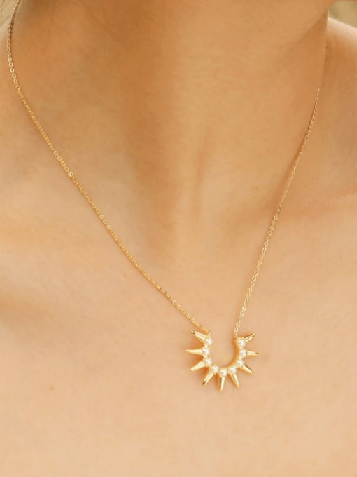 CONG Stainless steel Imitation Pearl Flower Minimalist Necklace 1