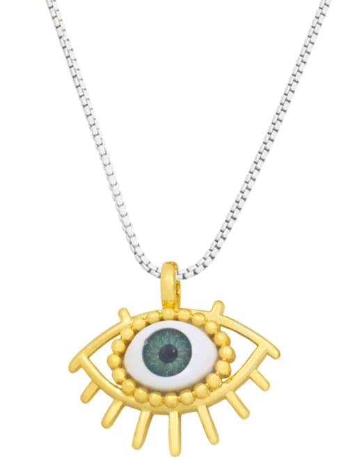C (gray) Brass Enamel Evil Eye Vintage Necklace