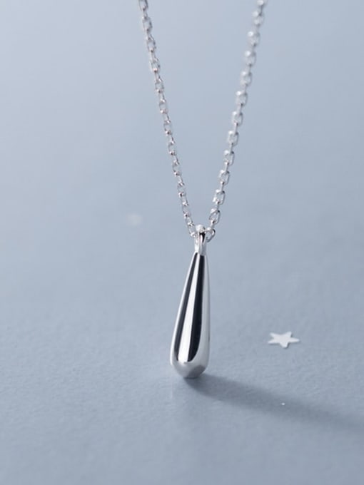 Rosh 925 Sterling Silver smooth Water Drop Minimalist Necklace 1