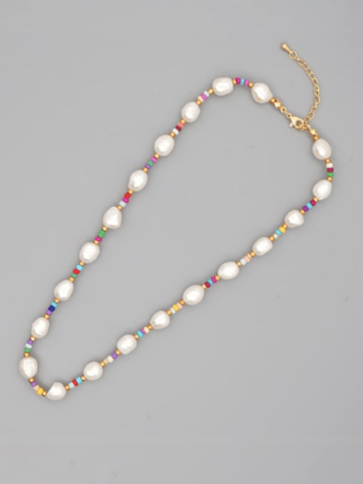 ZZ N200029A Freshwater Pearl Multi Color Miyuki Beads Pure Handmade Necklace
