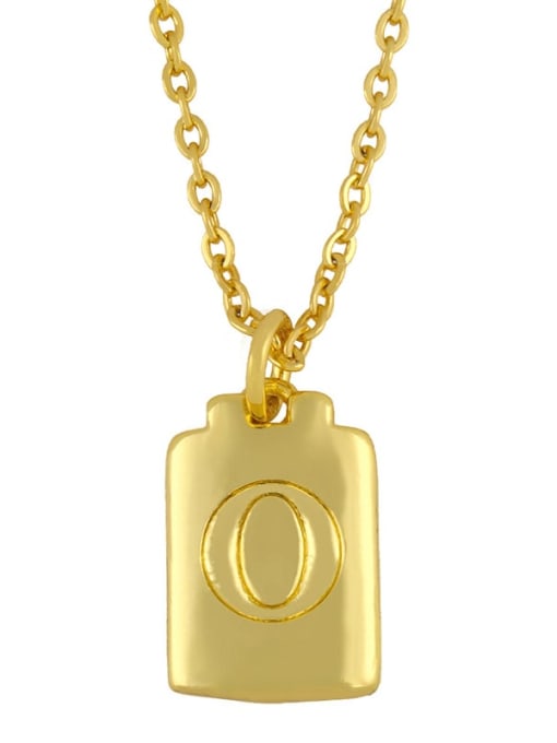 O Brass Geometric Letter Minimalist Necklace