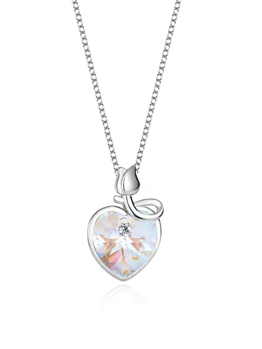 JYXZ 020 (gradient white) 925 Sterling Silver Austrian Crystal Heart Classic Necklace