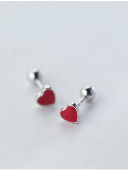 Rosh 925 Sterling Silver Enamel Heart Minimalist Stud Earring 2
