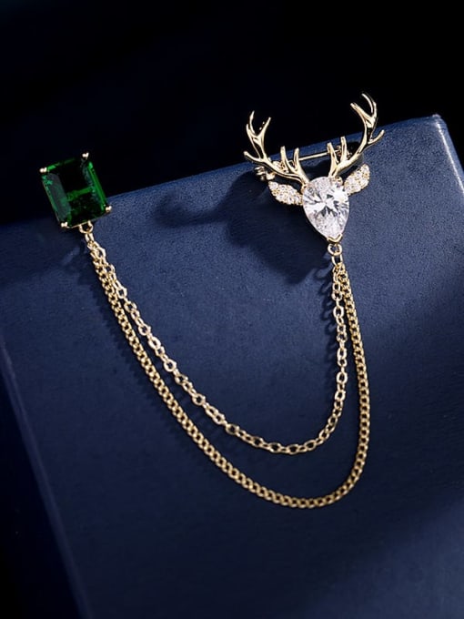 Luxu Brass Cubic Zirconia Deer Minimalist Brooch 1