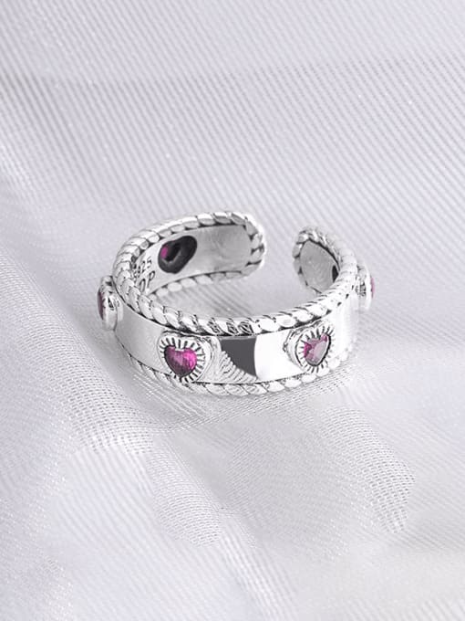 KDP-Silver 925 Sterling Silver Cubic Zirconia Heart Vintage Band Ring 2
