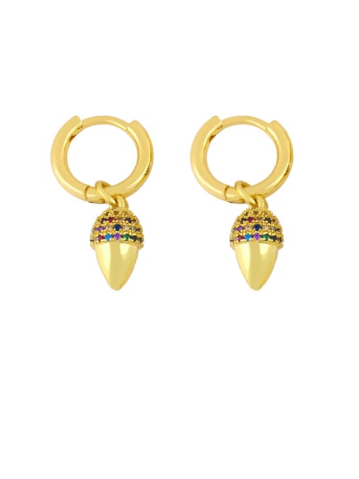 Color zirconium Brass Cubic Zirconia Cone Vintage Huggie Earring