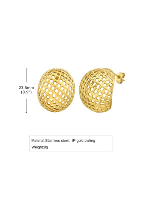 CONG Stainless steel Hollow Geometric Hip Hop Stud Earring 2