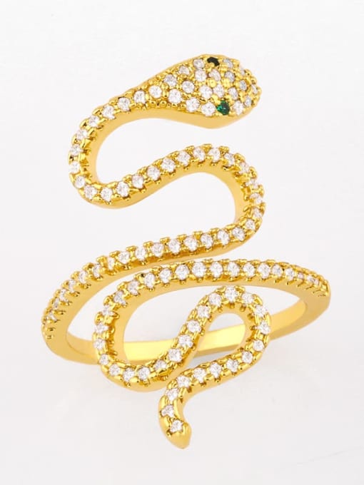 CC Brass Cubic Zirconia Snake Vintage Band Ring