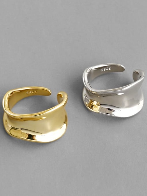 DAKA 925 Sterling Silver Irregular Minimalist Free Size Band Ring 0