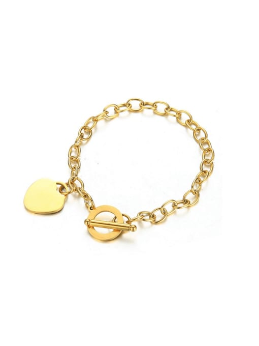18K gold Titanium Steel Heart Hip Hop Hollow Chain  Link  Bracelet