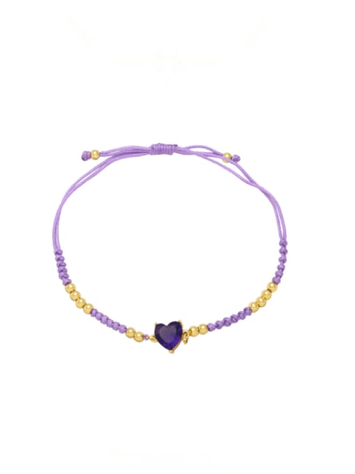 purple Brass Cubic Zirconia Weave Vintage Adjustable Bracelet