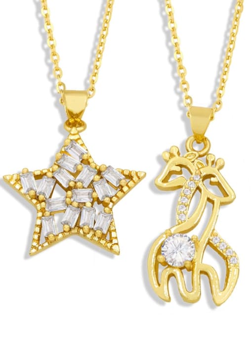 CC Brass Cubic Zirconia Star Hip Hop Necklace